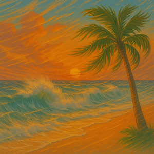 Ocean waves crashing on a windy day