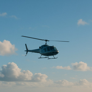 A helicopter flying in the distance