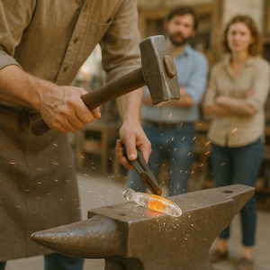 Muffled sounds followed by glass being hit