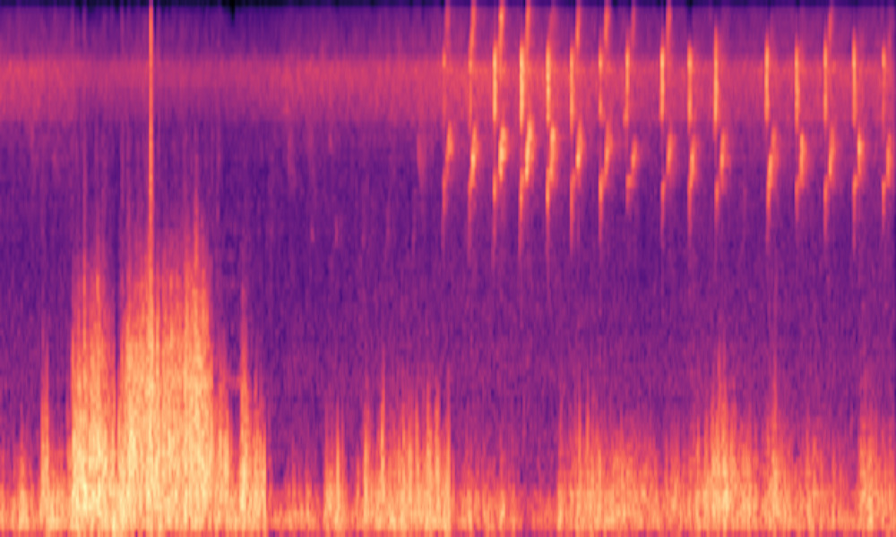 Mel spectrogram of 'Wind blows and a small bird chirps loudly'