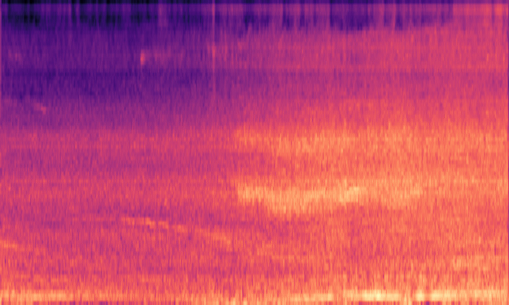 Mel spectrogram of 'A bus engine slowing down with brakes squealing then accelerating'