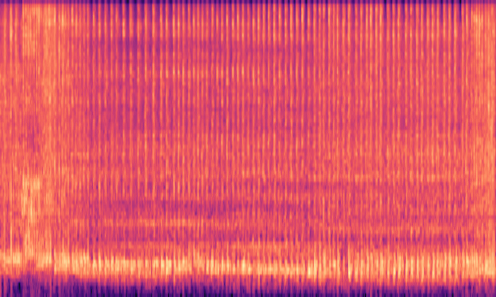 Mel spectrogram of 'Humming and sputtering from an idling motorcycle engine'