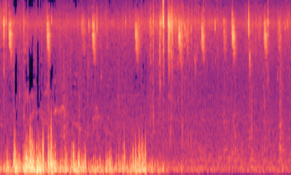 Mel spectrogram of 'Wind blows and a small bird chirps loudly'