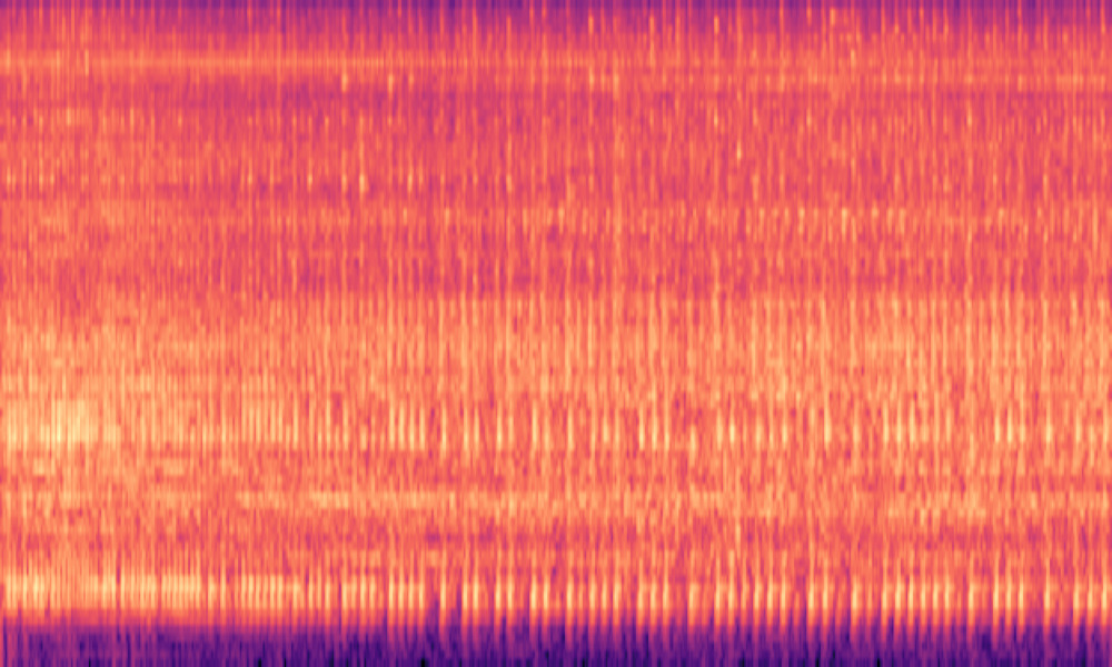 Mel spectrogram of 'Humming and sputtering from an idling motorcycle engine'