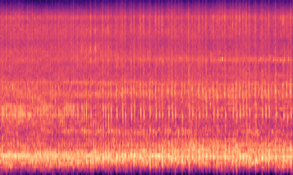 Mel spectrogram of 'Humming and sputtering from an idling motorcycle engine'