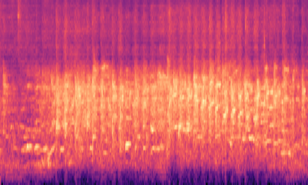 Mel spectrogram of 'People are laughing with clapping in the background'