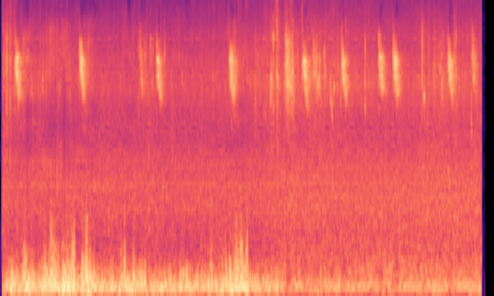 Mel spectrogram of 'Wind blows and a small bird chirps loudly'