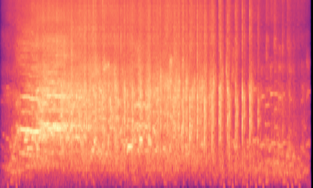 Mel spectrogram of 'People are laughing with clapping in the background'