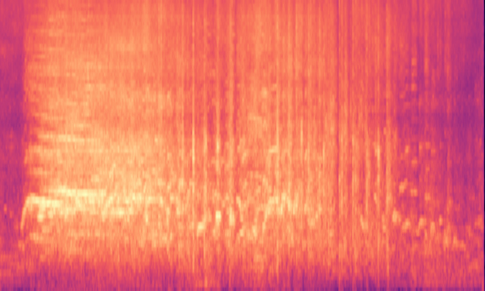 Mel spectrogram of 'People are laughing with clapping in the background'